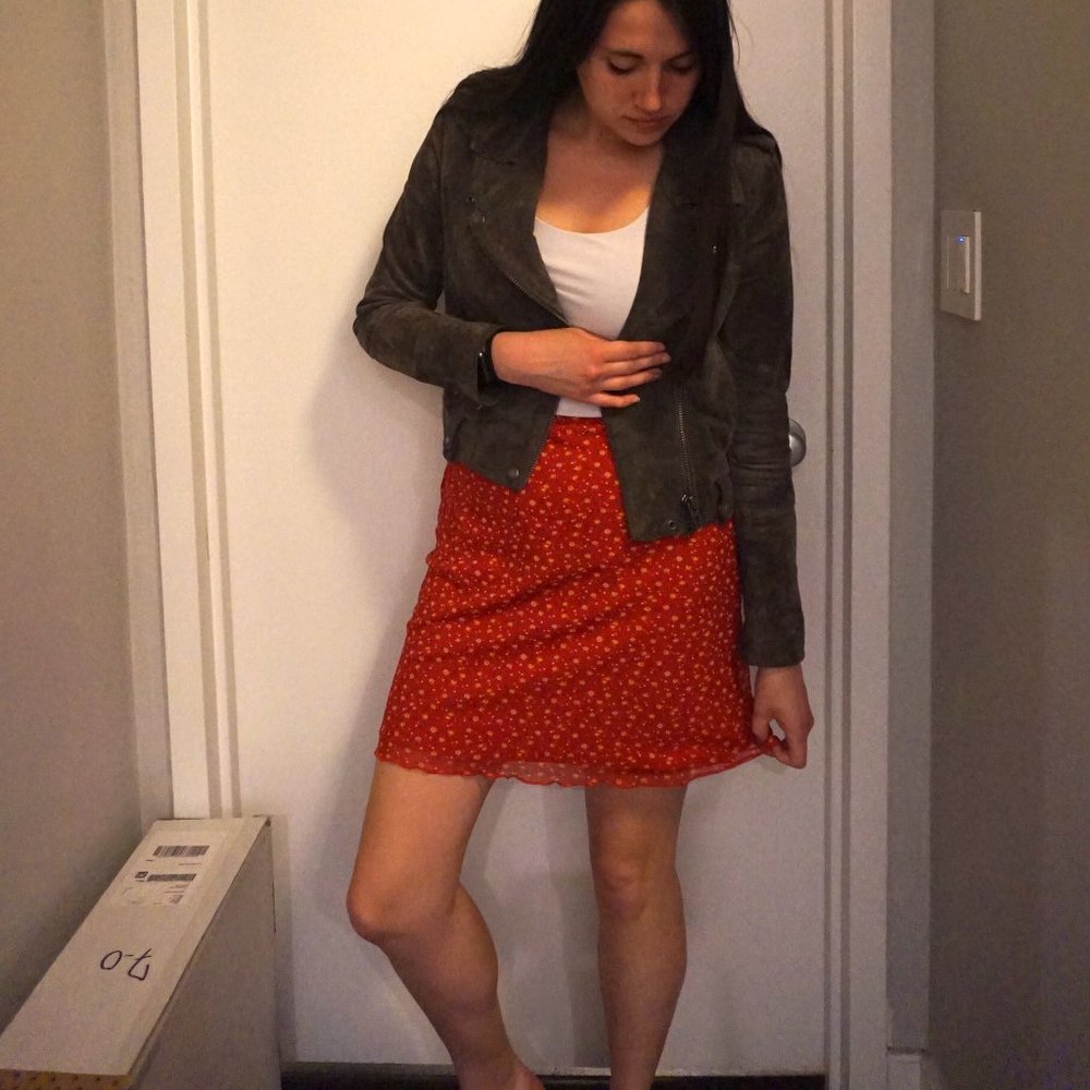 NWT - Nasty Gal Red Floral Mini Skirt